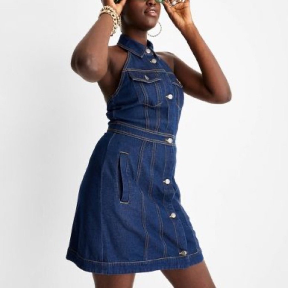 Future Collective™ with Alani Noelle, Blue Collared Denim Mini Dress